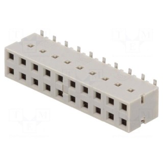 Socket | wire-board | female | DUBOX | 2.54mm | PIN: 20 | SMT | gold-plated