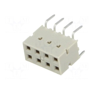 Socket | wire-board | female | DUBOX | 2.54mm | PIN: 8 | THT | 2A | straight