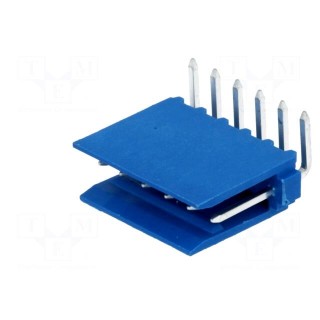 Socket | wire-board | male | HE14 | 2.54mm | PIN: 6 | THT | 3A | tinned | blue