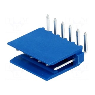 Socket | wire-board | male | HE14 | 2.54mm | PIN: 6 | THT | 3A | tinned | blue