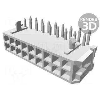 Socket | wire-board | male | Micro-Fit 3.0 | 3mm | PIN: 18 | THT | on PCBs