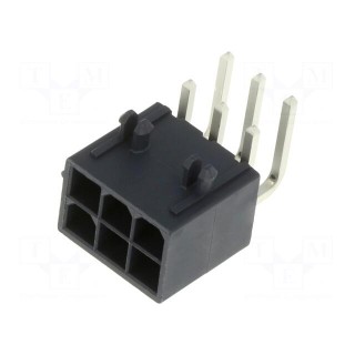 Socket | wire-board | male | Mini-Fit Jr | 4.2mm | PIN: 6 | Glow-Wire | THT