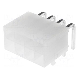 Socket | wire-board | male | Mini-Fit Jr | 4.2mm | PIN: 8 | THT | PCB snap