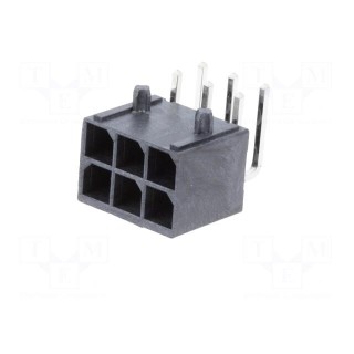 Socket | wire-board | male | Mega-Fit | 5.7mm | PIN: 6 | Layout: 2x3 | 23A