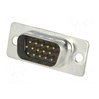 D-Sub HD | PIN: 15 | plug | male | for cable | soldering | Colour: black