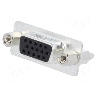 D-Sub HD | PIN: 15 | socket | female | on PCBs,PCB snap | straight | THT
