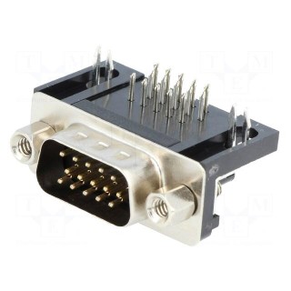 D-Sub HD | PIN: 15 | socket | male | angled 90° | THT | Contacts: brass