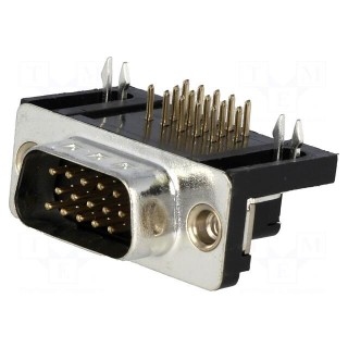 D-Sub HD | PIN: 15 | socket | male | angled 90° | THT | UNC 4-40