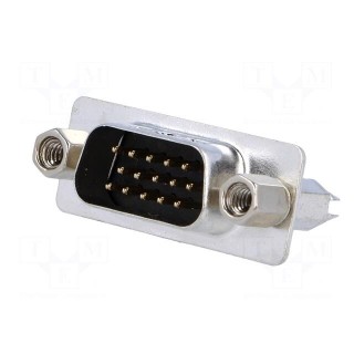 D-Sub HD | PIN: 15 | socket | male | on PCBs,PCB snap | straight | THT