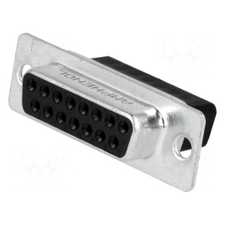 D-Sub | PIN: 15 | plug | female | for cable | crimped | Type: w/o contacts