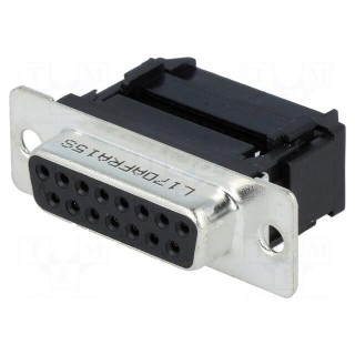 D-Sub | PIN: 15 | plug | female | for ribbon cable | IDC | 5A | 250V | 20mΩ