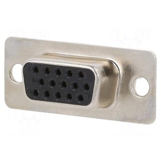 D-Sub | PIN: 15 | socket | female | for panel mounting | straight | 5A