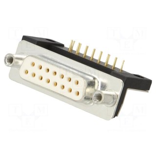 D-Sub | PIN: 15 | socket | female | for panel mounting,on PCBs | THT