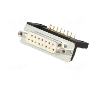 D-Sub | PIN: 15 | socket | female | for panel mounting,on PCBs | THT