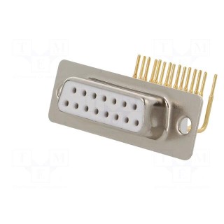 D-Sub | PIN: 15 | socket | female | on PCBs | angled 90° | THT