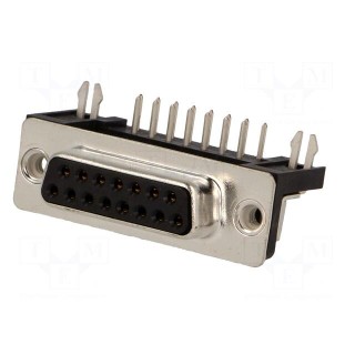 D-Sub | PIN: 15 | socket | female | on PCBs | angled 90° | THT | UNC4-40