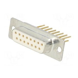 D-Sub | PIN: 15 | socket | female | on PCBs | angled | THT