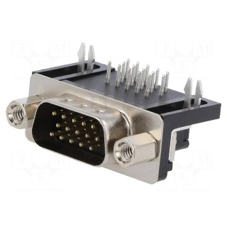 D-Sub | PIN: 15 | socket | male | on PCBs | angled 90° | THT | 2.5A