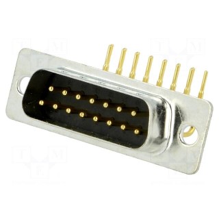 D-Sub | PIN: 15 | socket | male | on PCBs | angled 90° | THT | UNC4-40 | 5A