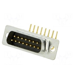 D-Sub | PIN: 15 | socket | male | on PCBs | angled 90° | THT | UNC4-40 | 5A