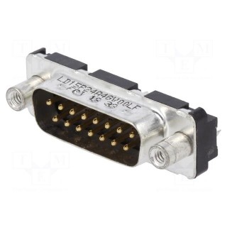 D-Sub | PIN: 15 | socket | male | on PCBs,PCB snap | straight | THT | 5A