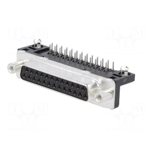 D-Sub | PIN: 25 | socket | female | for panel mounting | angled 90°