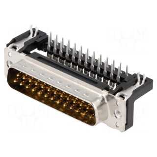 D-Sub | PIN: 25 | socket | male | angled 90° | THT | M3 | Type: PCB snap-in