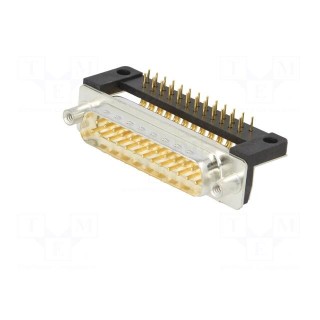 D-Sub | PIN: 25 | socket | male | for panel mounting,on PCBs | THT