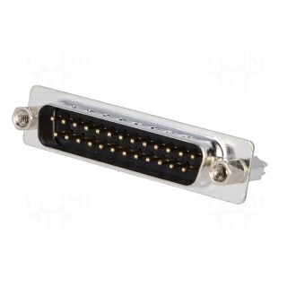 D-Sub | PIN: 25 | socket | male | on PCBs,PCB snap | straight | THT | 5A