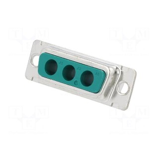 D-Sub | PIN: 3 | socket | female | for panel mounting | angled 90° | 5A