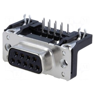 D-Sub | PIN: 9 | socket | female | angled 90° | THT | M3 | Type: PCB snap-in