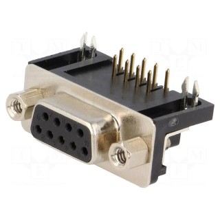 D-Sub | PIN: 9 | socket | female | angled 90° | THT | UNC4-40 | -55÷105°C