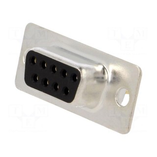 D-Sub | PIN: 9 | socket | female | on PCBs | straight | THT | UNC4-40 | 5A