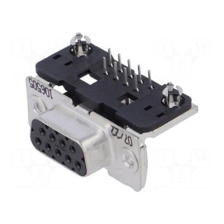 D-Sub | PIN: 9 | socket | female | PCB snap | angled 90° | THT | UNC 4-40
