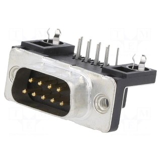 D-Sub | PIN: 9 | socket | male | for panel mounting | angled 90° | 5A