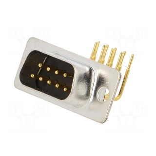D-Sub | PIN: 9 | socket | male | on PCBs | angled 90° | THT | UNC4-40 | 5A