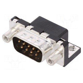 D-Sub | PIN: 9 | socket | male | on PCBs,PCB snap | angled 90° | THT | 5A