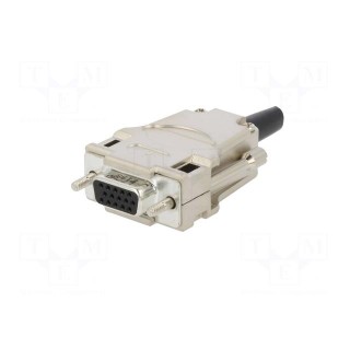 D-Sub HD | PIN: 15 | female | straight | soldering | for cable | UNC4-40