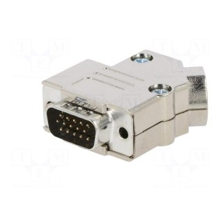 D-Sub HD | PIN: 15 | male | angled 45° | soldering | for cable | UNC4-40