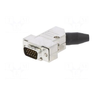 D-Sub HD | PIN: 15 | male | angled 45° | soldering | for cable | UNC4-40