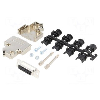 D-Sub | PIN: 15 | plug | female | soldering | for cable | black