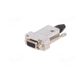 D-Sub | PIN: 15 | plug | female | straight | soldering | for cable | black