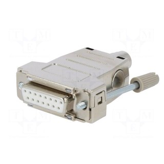 D-Sub | PIN: 15 | plug | female | soldering | for cable | white