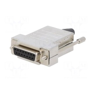 D-Sub | PIN: 15 | plug | female | soldering | for cable | black