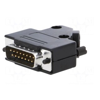 D-Sub | PIN: 15 | plug | male | angled 45° | soldering | for cable
