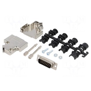 D-Sub | PIN: 15 | plug | male | soldering | for cable | black