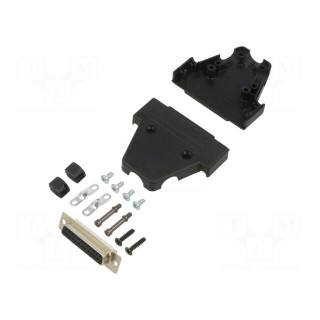 D-Sub | PIN: 25 | plug | female | soldering | for cable | black