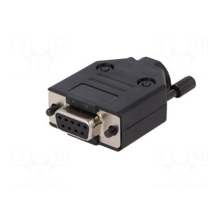 D-Sub | PIN: 9 | plug | female | soldering | for cable | black