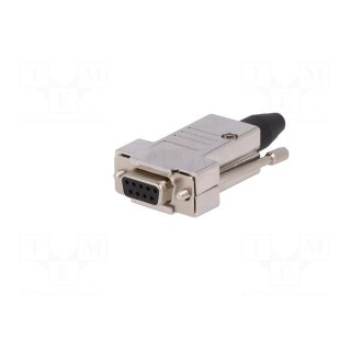 D-Sub | PIN: 9 | plug | female | straight | soldering | for cable | black