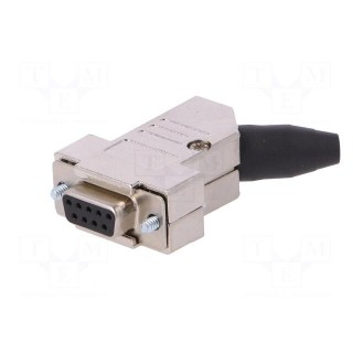 D-Sub | PIN: 9 | plug | female | angled 45° | soldering | for cable | black
